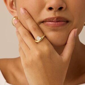 Neiman Marcus 14K Gold Plated Square Engagement Ring